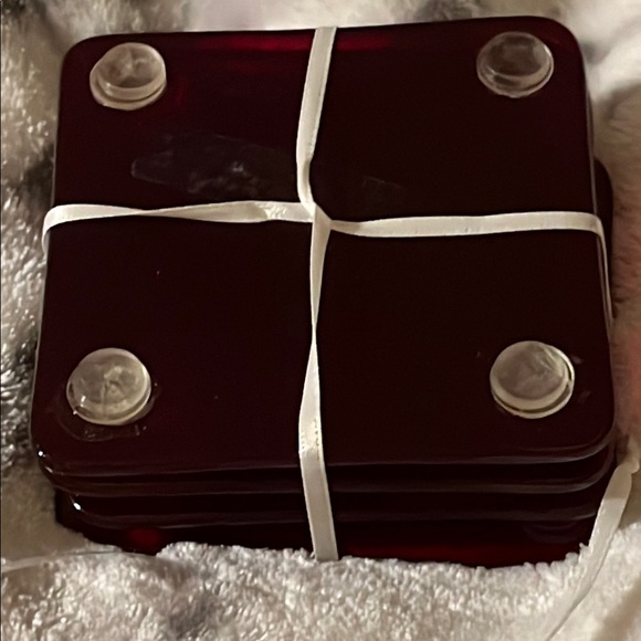 Elegant Red Glass Coasters Set - Picture 3 of 3